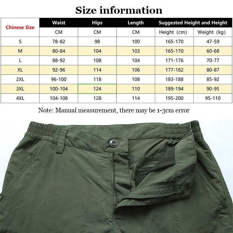 Men's Tactical Cargo Pants Lightweight Waterproof Hiking Trousers