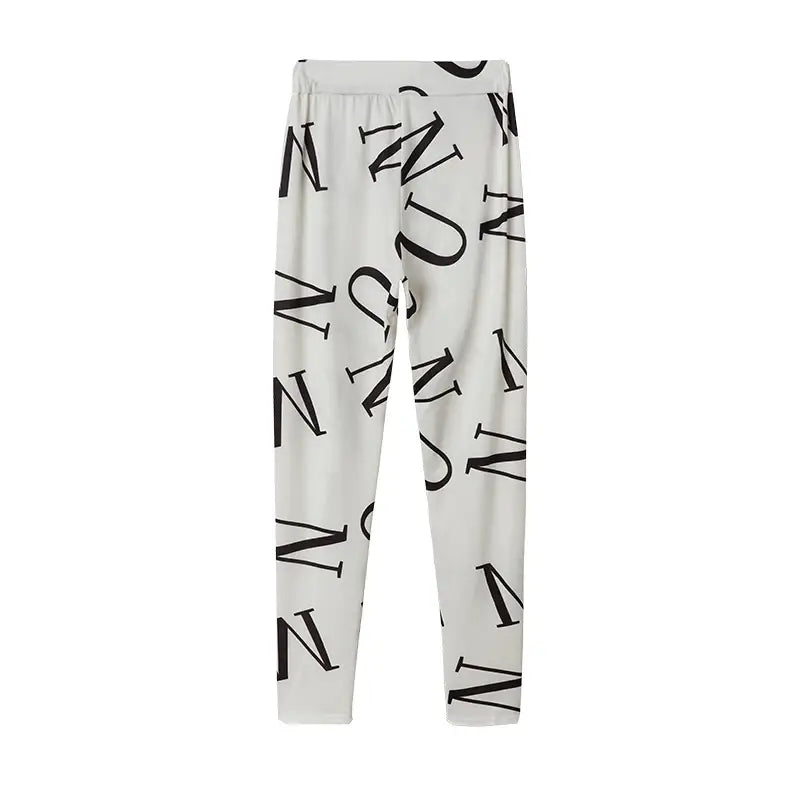 Women’s Letter Printed Casual Suit with Long Sleeved Pants