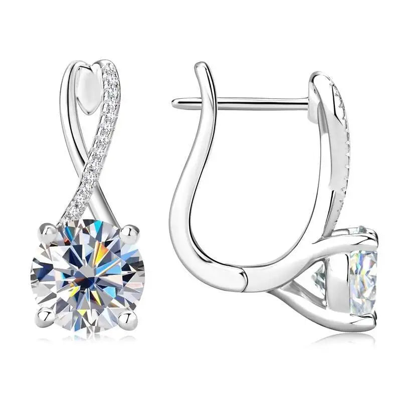 Moissanite Drop Earrings Silver Gold Plated 2.0CT Certified Wedding Jewelry