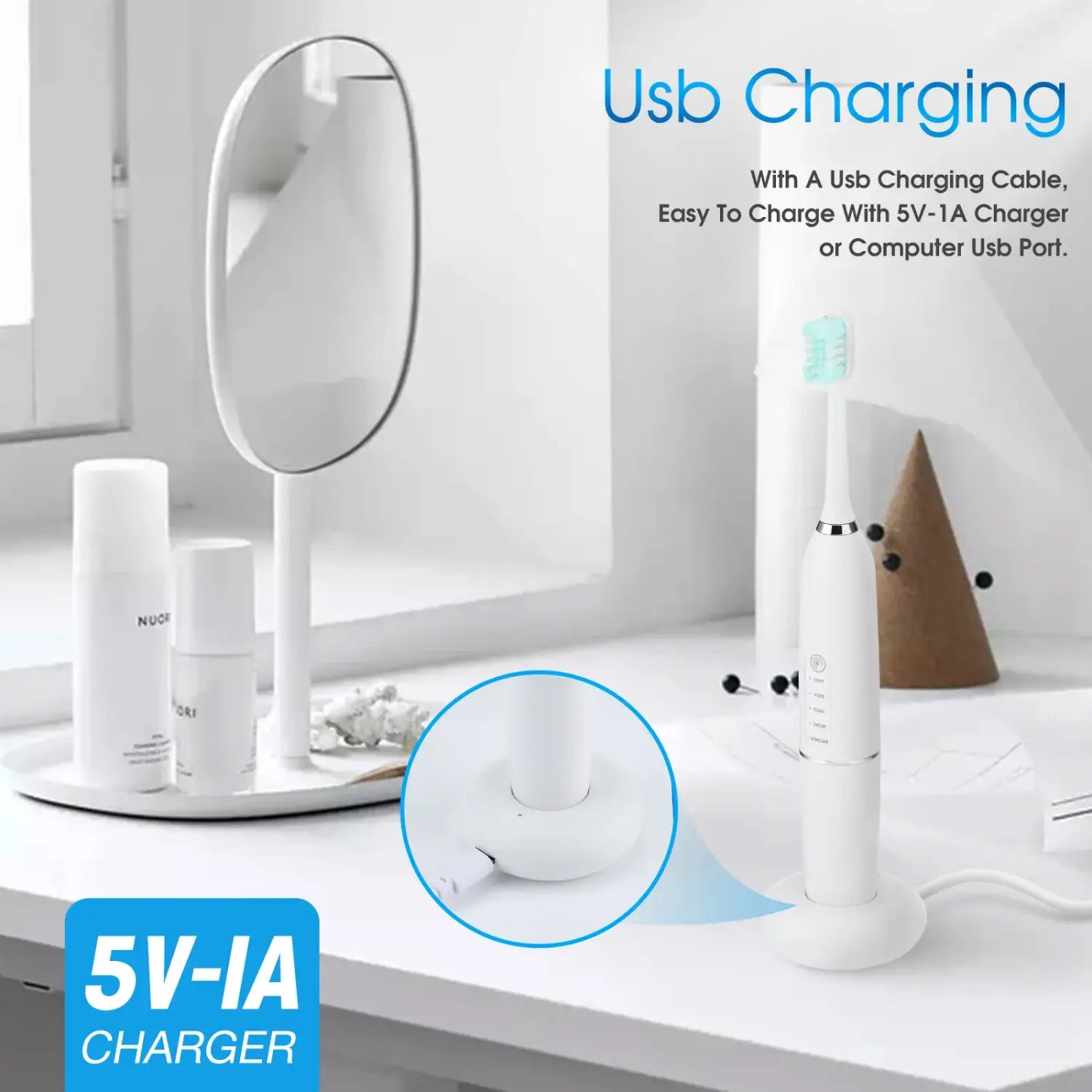 Home Electric Teeth Whitening Sonic Toothbrush for Stains and Calculus