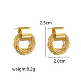 Gold Color Stud Earrings Retro Multi Circle Metal Korean Fashion Jewelry