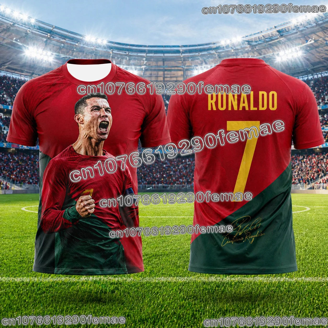 Ronaldo No.7 Football Jersey Oversized Size Training Uniform Sportswear