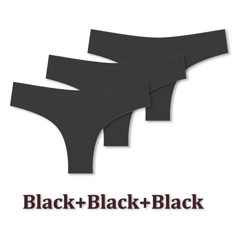 3pcs Seamless Brazilian Panties Ice Silk Low Waist Sexy Underwear