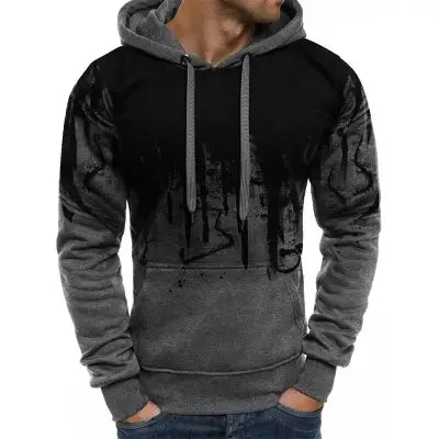 Gradient Print Men’s Pullover Hoodie for Casual Fitness & Sportswear - dark grey / M