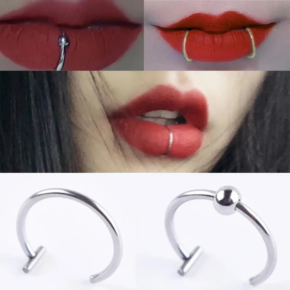 Stainless Steel Lip Ring - Trendy Non-Piercing Lip Jewelry