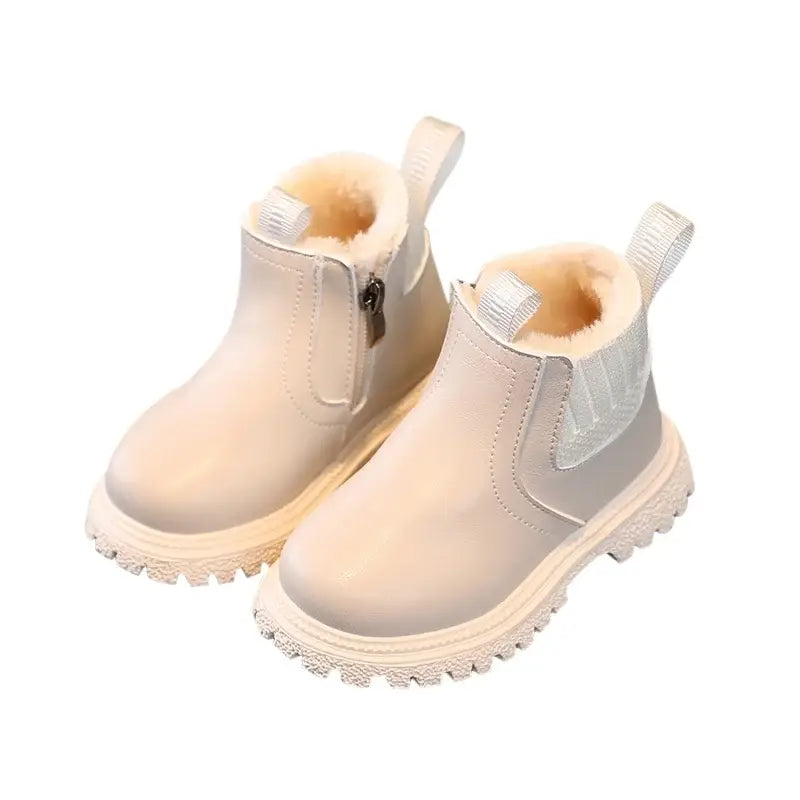 Autumn Winter Baby Kids Short Boots in Warm PU Leather