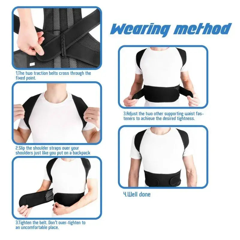 Home Adjustable Posture Corrector with Breathable Shoulder and Waist Support