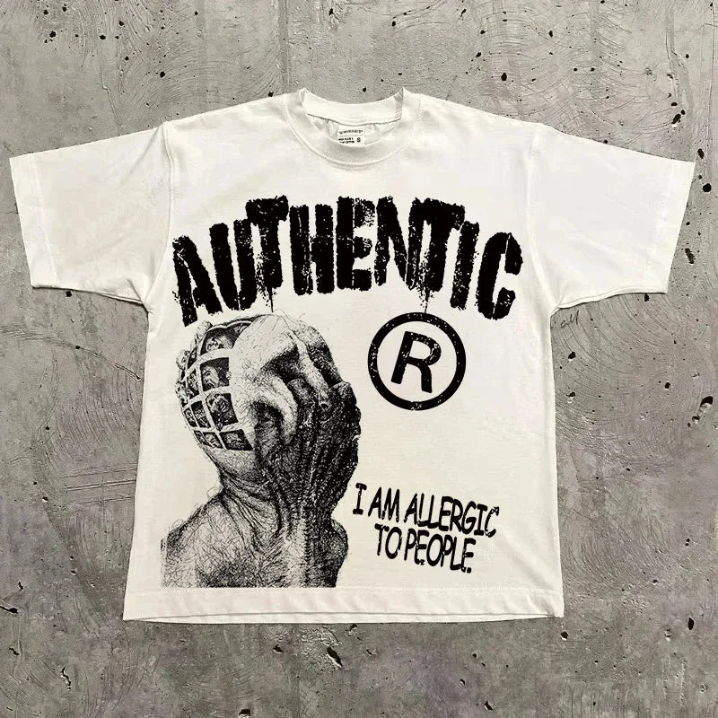Harajuku Graphic Oversized Tops Cotton Inch Length Y2k Streetwear Tee