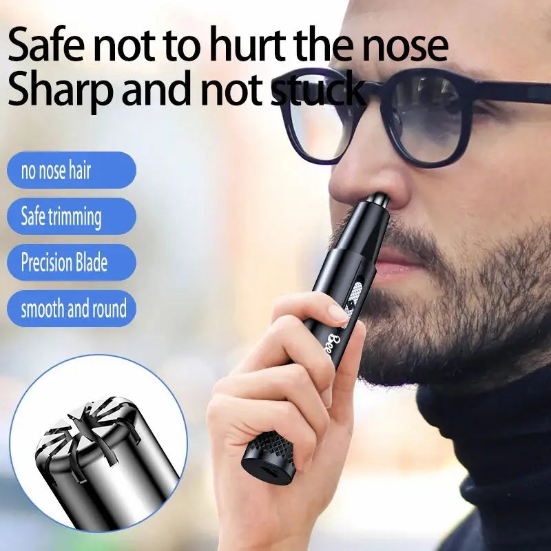 USB Rechargeable Metal Nose and Ear Hair Trimmer for Men and Women