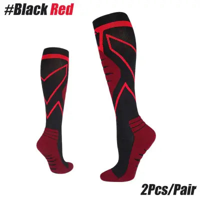 Calf Compression Sleeves 20-30mmHg for Running and Shin Splints - Black Red / S/M