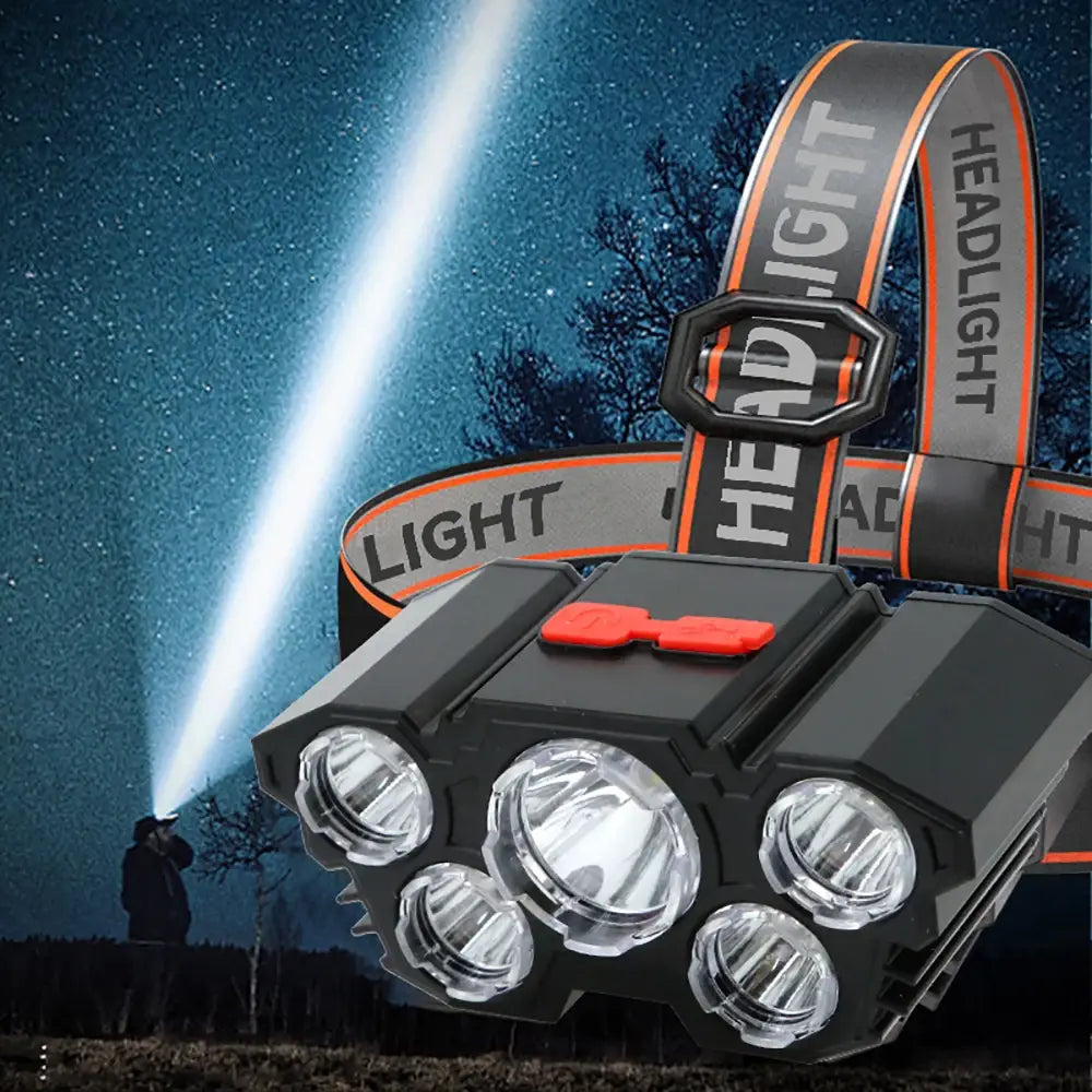 LED Rechargeable Flashlight with Built-in Battery for Strong Light Headlamp