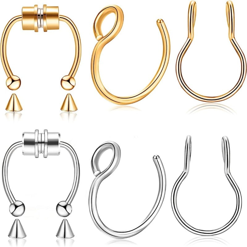 Magnetic Septum Nose Rings - 3Pcs Stainless Steel Clip-On Hoops