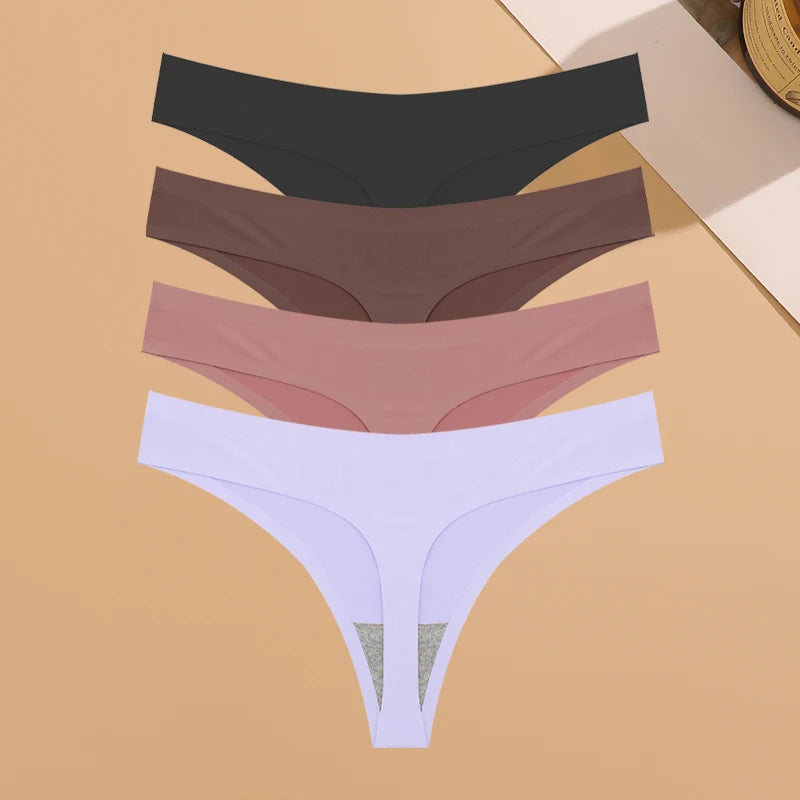 Seamless Ice Silk Underwear Panties 4PCS Stretchy Breathable Bikini
