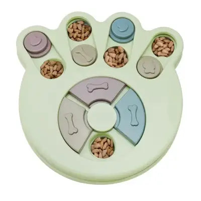 Interactive IQ-Boosting Dog Puzzle Toy Slow Feeder for Enhanced Play - Pawprint Green