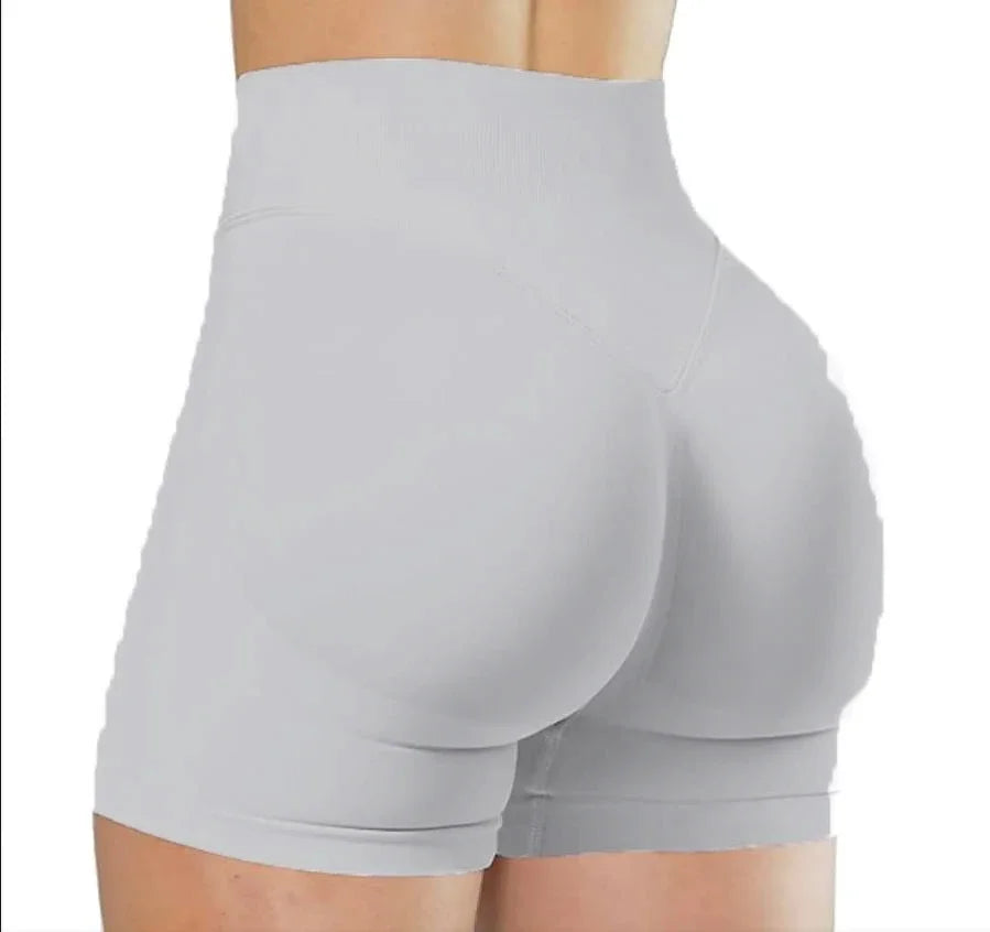 Women Yoga High Waisted 5 Inch Shorts Solid Color Elastic Fitness Tights