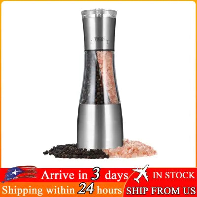 2-in-1 Stainless Steel Salt and Pepper Grinder Adjustable and Refillable