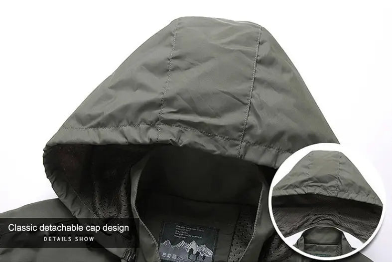 Men’s Waterproof Hooded Windbreaker Tactical Jacket for Outdoor