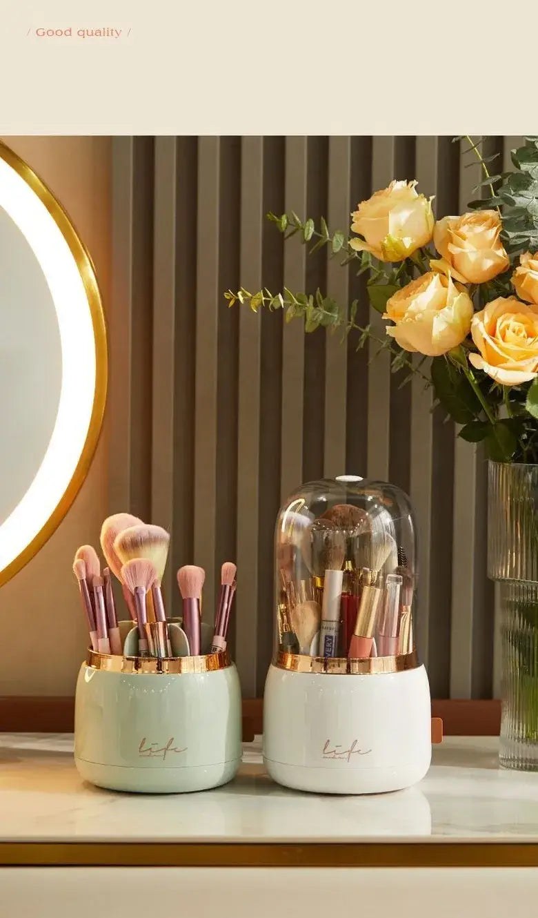 360° Rotating Makeup Brush Holder – Portable Makeup Organizer