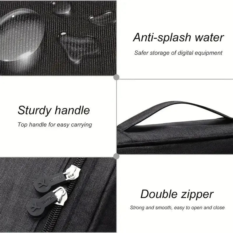 Cable Storage Bag Electronic Organizer Waterproof Portable Travel Pouch