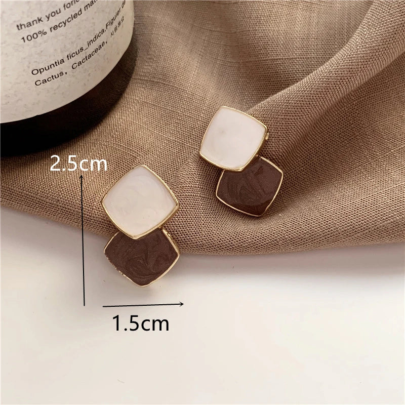 Gold Color Stud Earrings Retro Multi Circle Metal Korean Fashion Jewelry