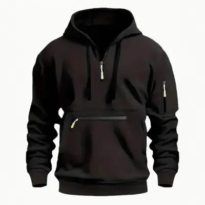 Men’s Hooded Zipper Hoodie for Casual Autumn Winter Streetwear - black / CHINA / M