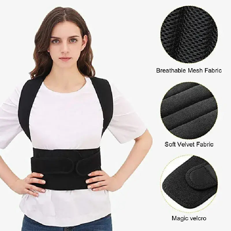 Home Adjustable Posture Corrector with Breathable Shoulder and Waist Support