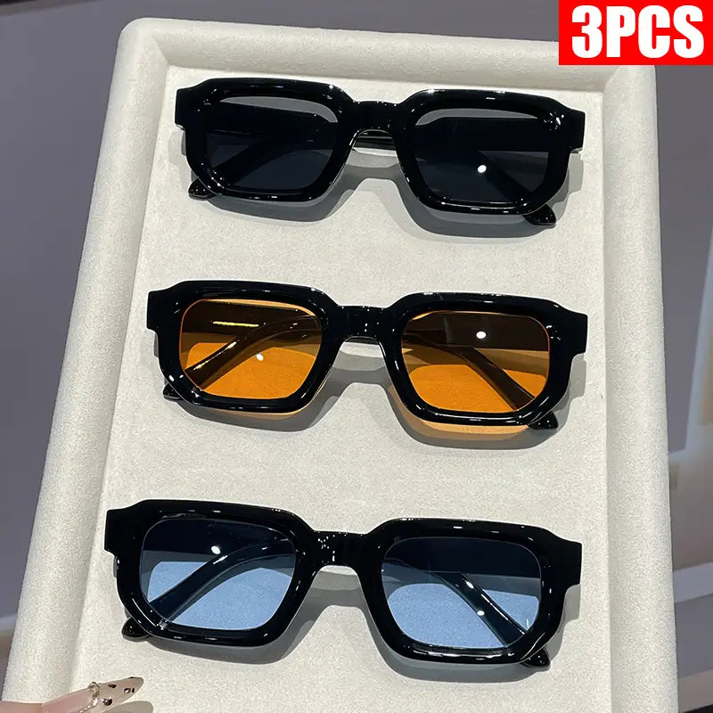 2/3PCS Vintage Rectangle Frame Sunglasses for Women Fashion Retro Luxury Brand Design UV400 Sun Glasses Men’s Eyewear
