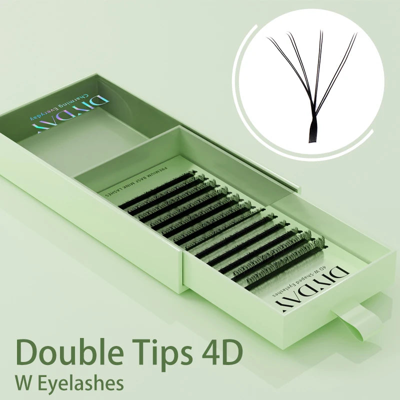 W Shape Eyelashes Extensions Soft Premade Fan Shaped Bloom Natural Style