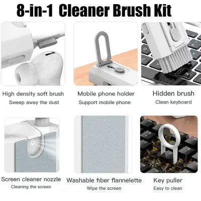 Computer Keyboard Cleaner Brush Multi-function Cleaning Brush Earphone Cleaning Pen Cleaner Keycap Puller 8-in-1