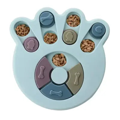 Interactive IQ-Boosting Dog Puzzle Toy Slow Feeder for Enhanced Play - Pawprint Blue