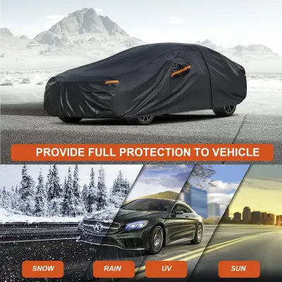 Kayme Black Heavy Duty Cotton Car Cover for All-Weather Protection