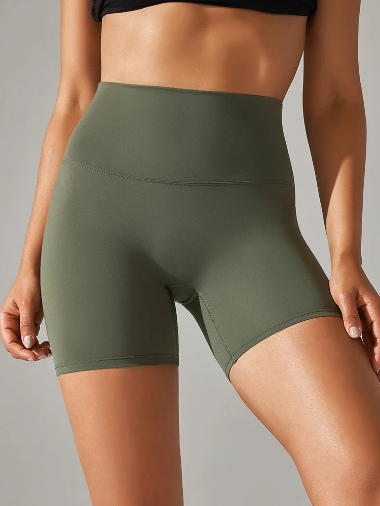 High Waist Yoga Shorts Quick Drying Fitness Workout Length