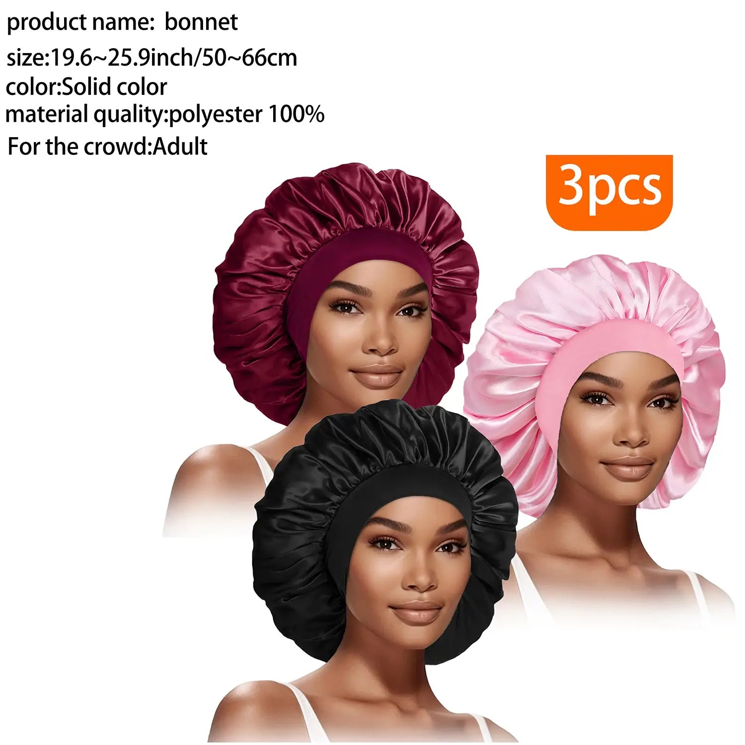 Women’s Fashion Bonnet Set with Wide Edge Elastic for Hair Protection