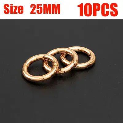 10pcs Metal Ring Spring Clasps for DIY Jewelry and Keychain Hooks - gold 25mm