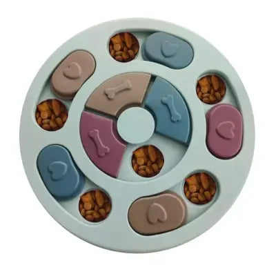 Interactive IQ-Boosting Dog Puzzle Toy Slow Feeder for Enhanced Play - circular blue