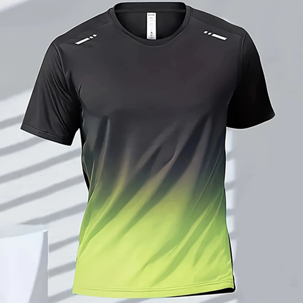 Quick Drying Men's Sports T-Shirt Gradient Short Sleeve Workout Tee