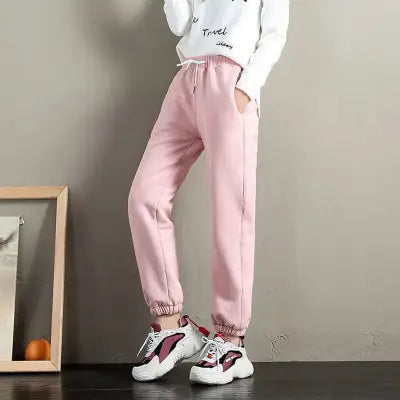 Lamb Cashmere Windproof Sports Pants for Winter Running - Pink / XXXL