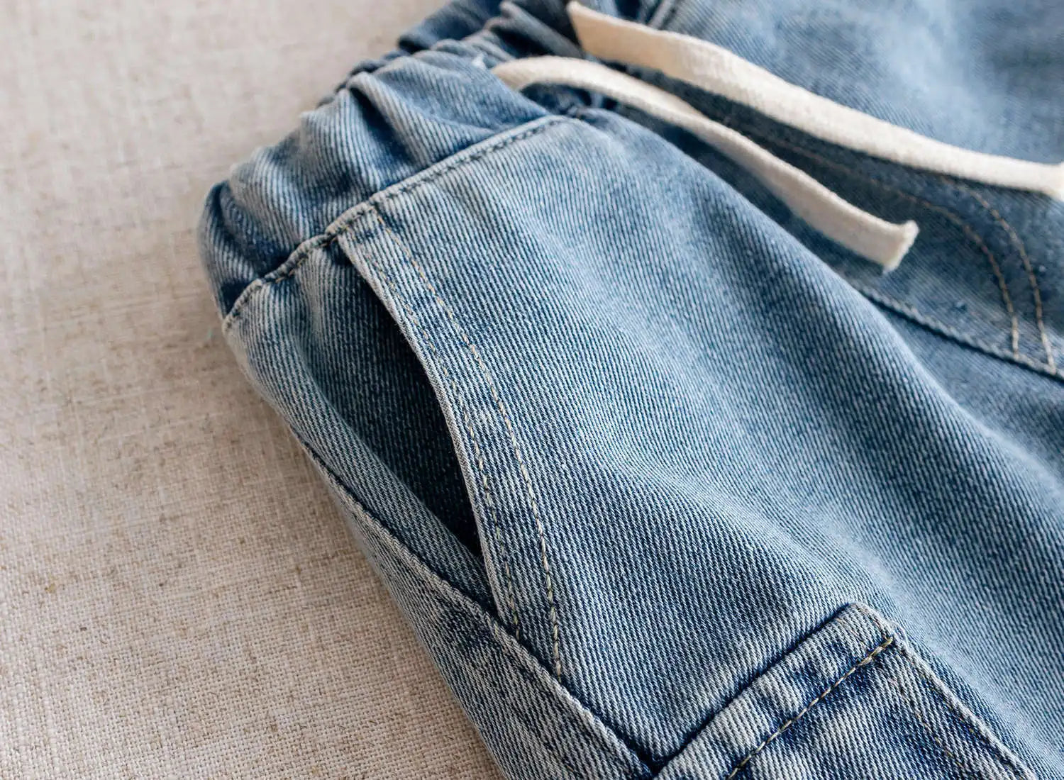 Boys Denim Cargo Shorts with Elastic Waist 2-8Y for Casual Summer Wear