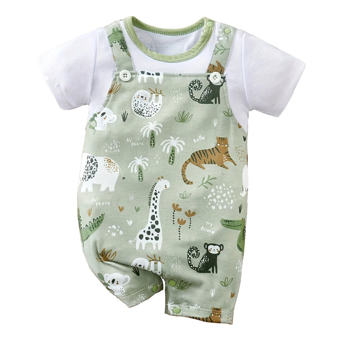Fallsweet Seamless Infant Zoo Animal Romper Soft Casual Play Wear