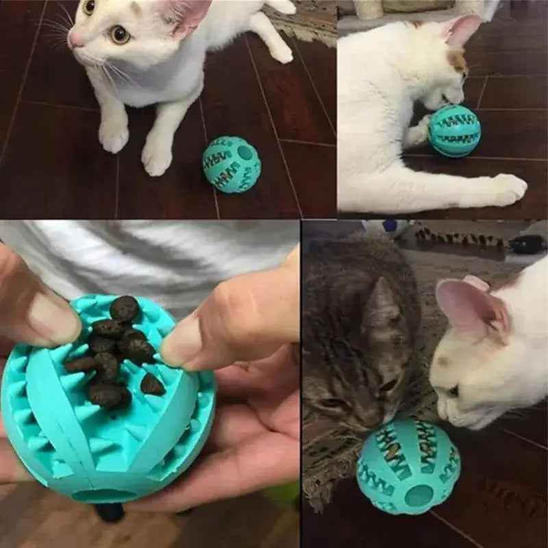 Interactive Dog Toy Ball for Chewing and Treat Feeding in Rubber