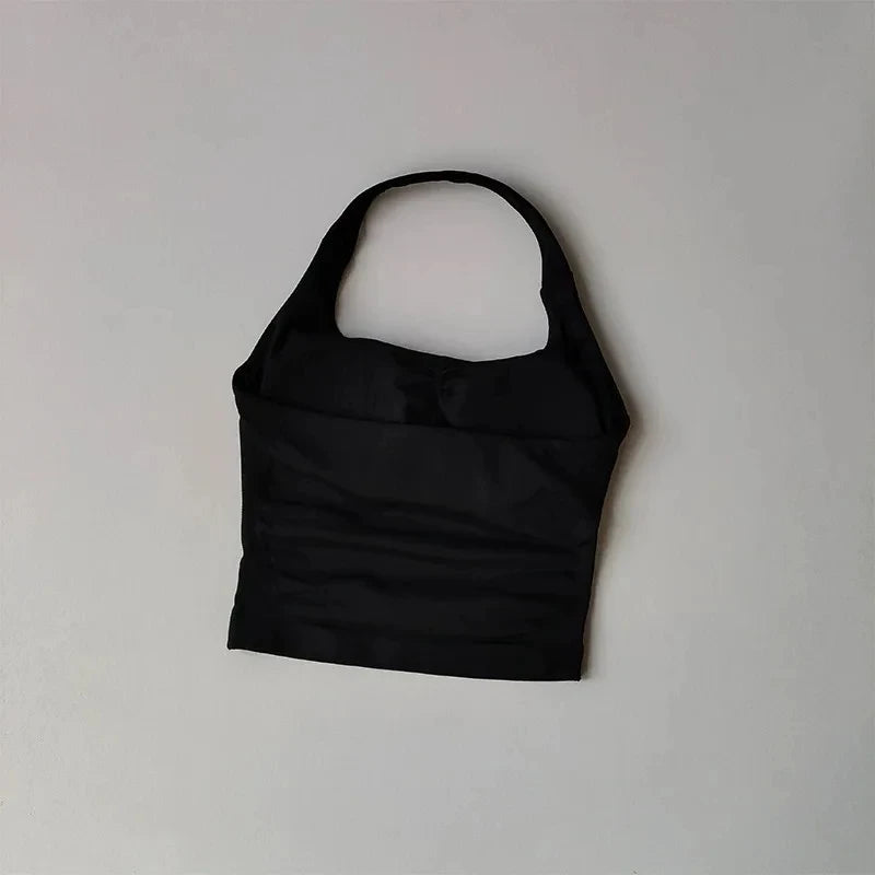 Seamless Halter Women Yoga Tank Top Padded Size Fitted Backless Gym Shirt