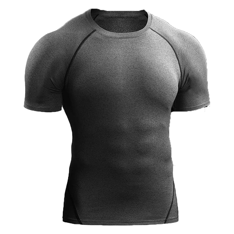 Men Summer Compression Shirt Elastic Quick Dry Gym Workout Tee