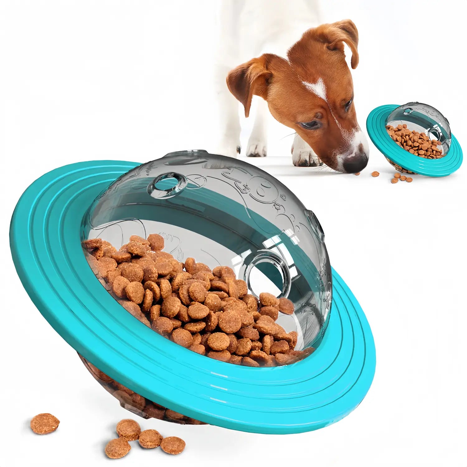 Interactive Dog IQ Toys with Elliptical Track Rolling and Leaky Food Dispenser