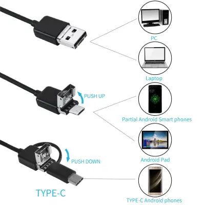 7MM Android Endoscope Camera USB Waterproof Borescope for Versatile