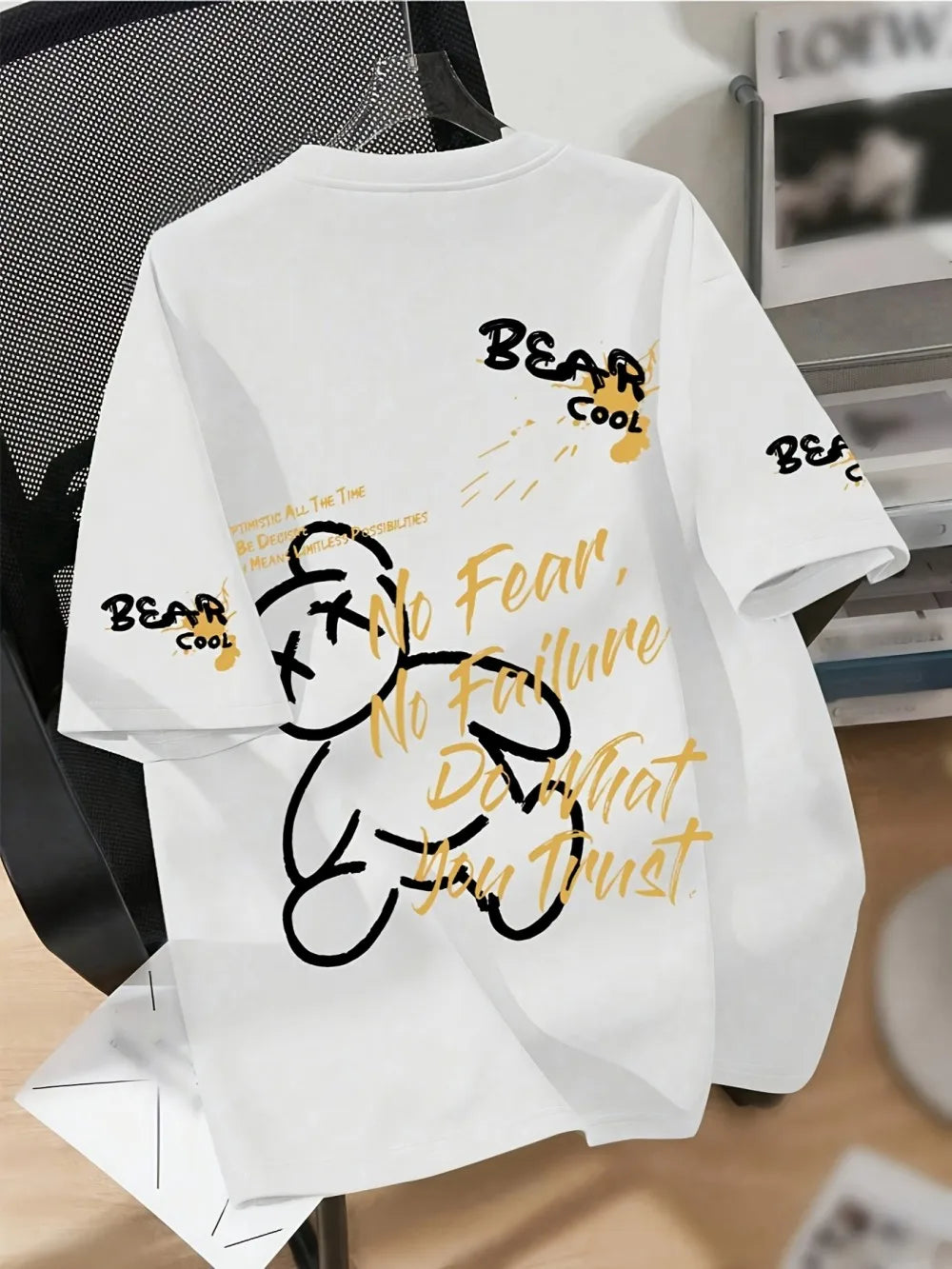 Cartoon Bear Print Cotton T Shirt Casual Summer Style