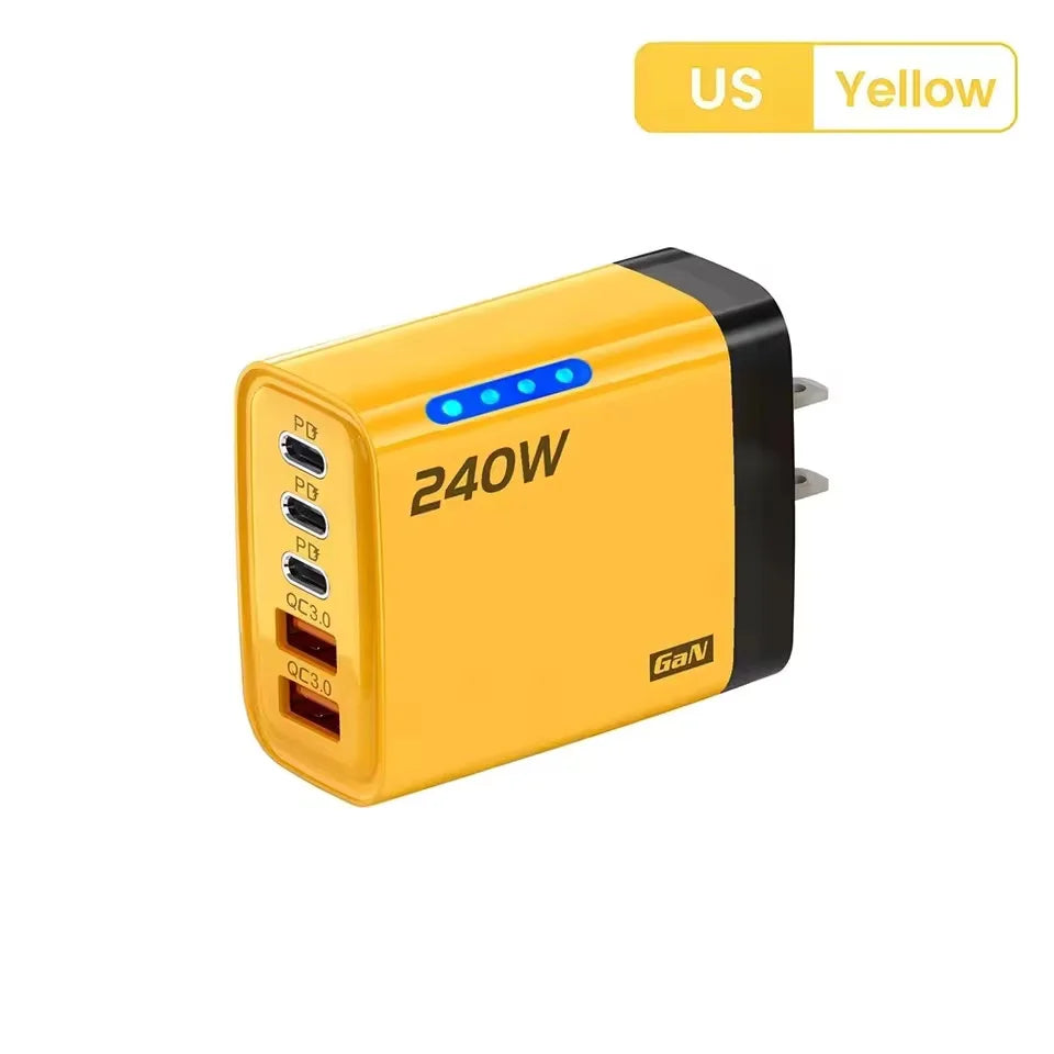 240W GaN USB C Charger 5 in 1 Adapter for Fast Charging Multi Devices