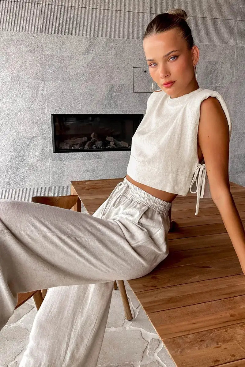 Women’s Linen Pant Set - Chic Holiday Outfit for Effortless Style