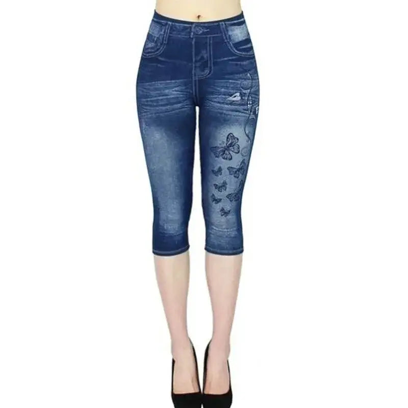 Printed Denim Leggings: Fashionable Slim Fit