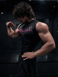 Gothic Print Muscle Tee Multi Size High Elasticity Quick Dry Gym Shirt