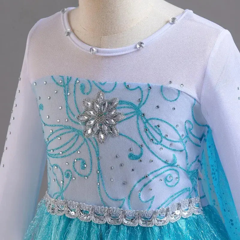 Elsa Costume for Girls – Long Sleeve Princess Dress for Cosplay